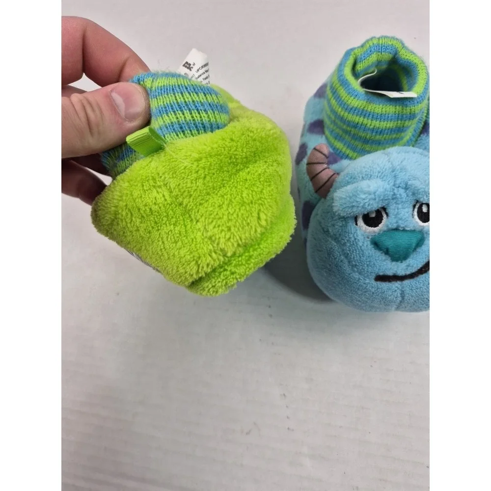 Monsters Inc Toddler Boys‎ Slippers Size 7-8 Mike Sullivan Sully Fuzzy Grippers